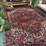 Antique heriz rug 353x263 cm wool oriental hand made carpet red, brown, blue