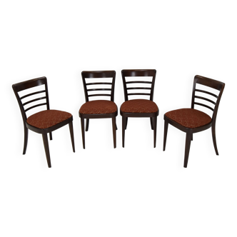 Ensemble de quatre chaises de salle à manger du milieu du siècle Ton années 1950.