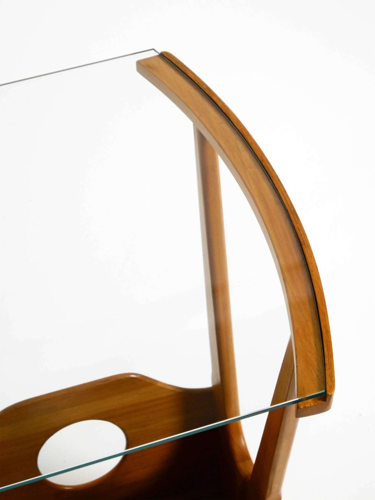 Beautiful mid-century modern side table with magazine rack, made of ash woo