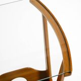 Beautiful mid-century modern side table with magazine rack, made of ash woo