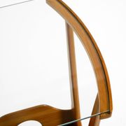 Beautiful mid-century modern side table with magazine rack, made of ash woo