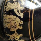 Small cobalt blue collectible greek vase/decor life scenes from greek mythology hand painted in 24c fine gold. 12 x 8 cm