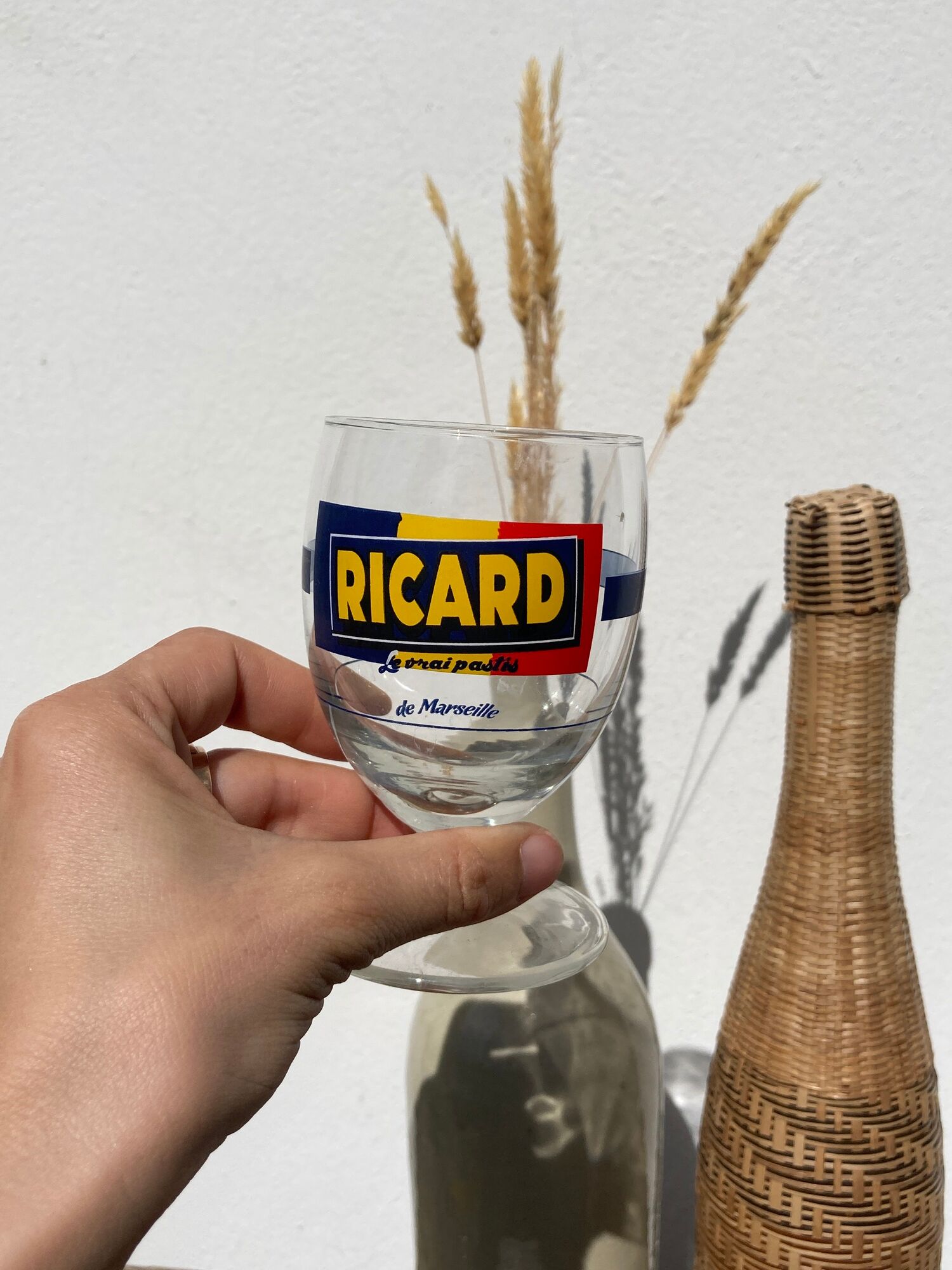 3 glasses with feet of vintage bistrot Ricard