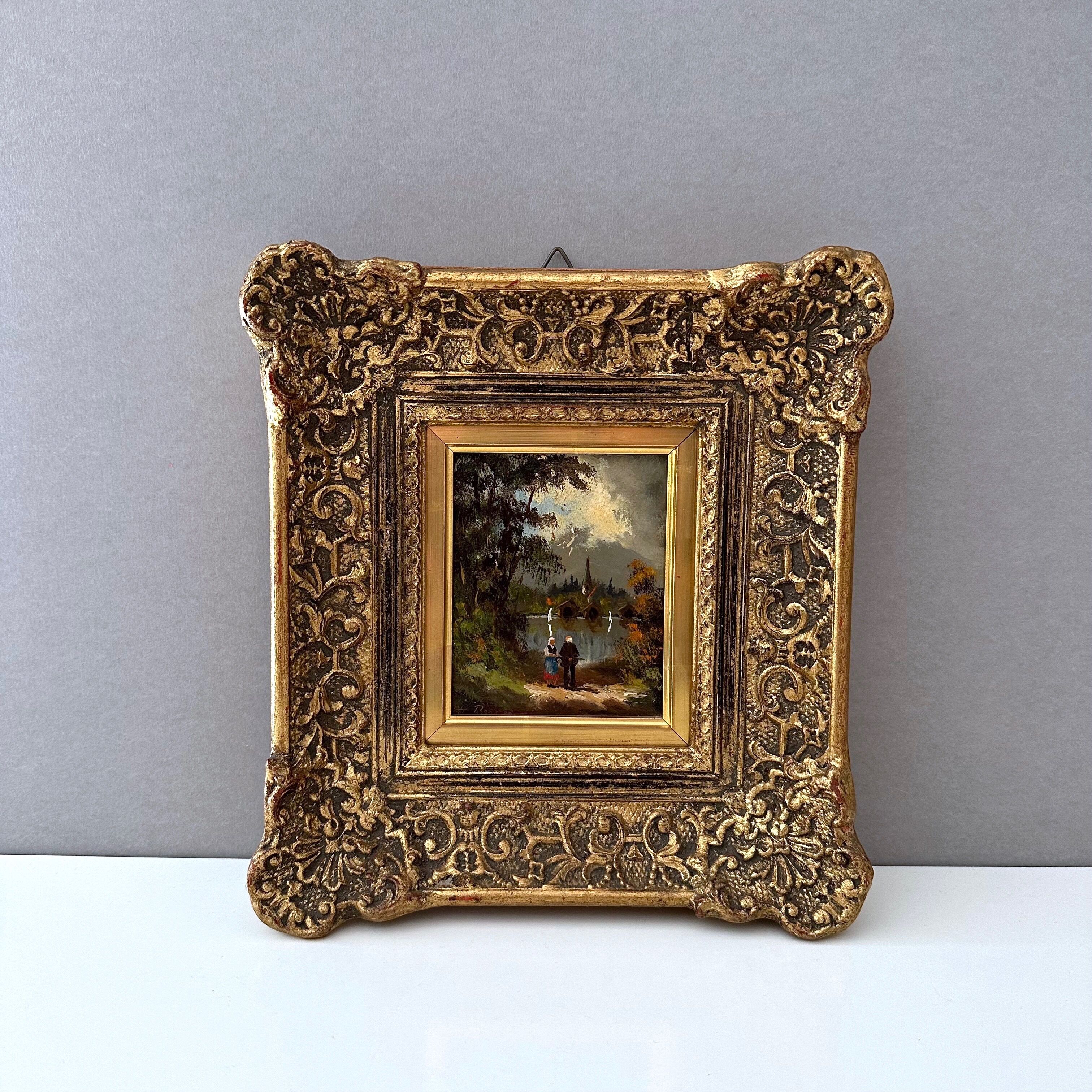 Heinrich berger, original oil painting framed, landscape image