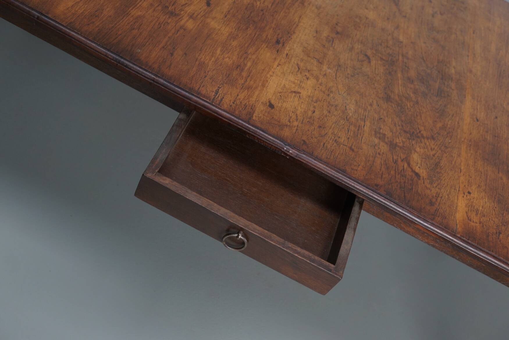 Large Oval Dutch Rustic Farmhouse Teak Dining Table