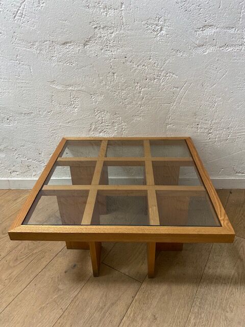 Wooden and glass coffee table