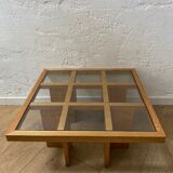 Wooden and glass coffee table