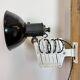 Industrial Black Enamel Scissor Wall Lamp, 1950s