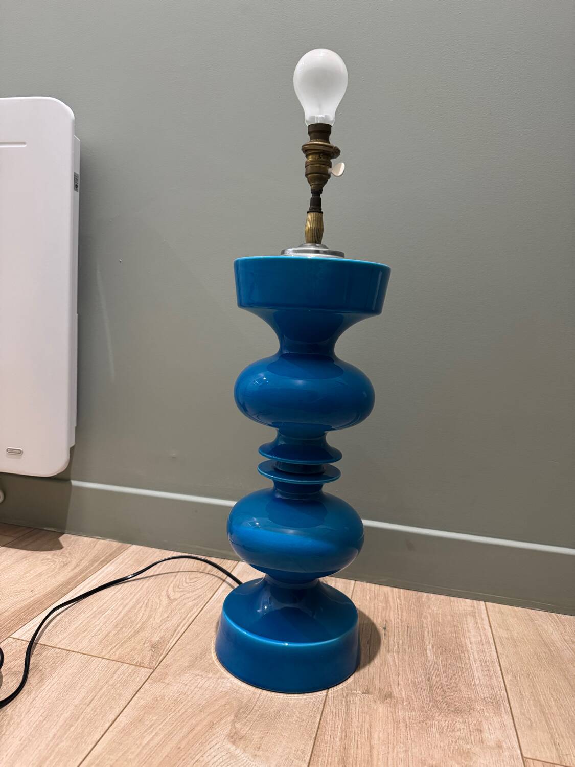 Blue glazed ceramic table lamp