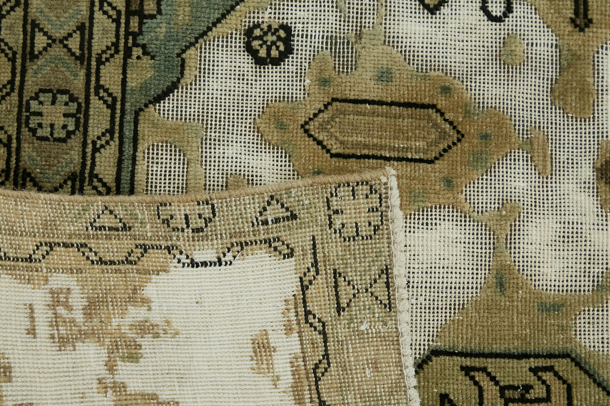 Hand-Knotted Anatolian One of a Kind 1970s 280 cm x 365 cm Beige Wool Carpet