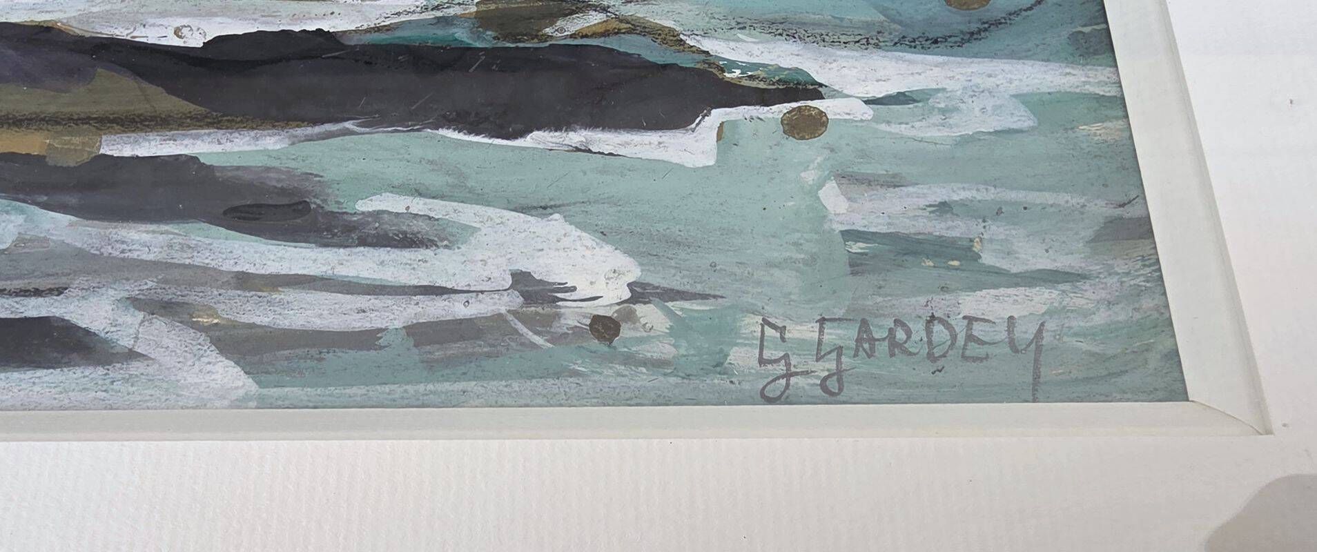 Gardey Germaine, Marine Gouache Rocky Coast circa 1970