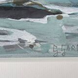 Gardey Germaine, Marine Gouache Rocky Coast circa 1970