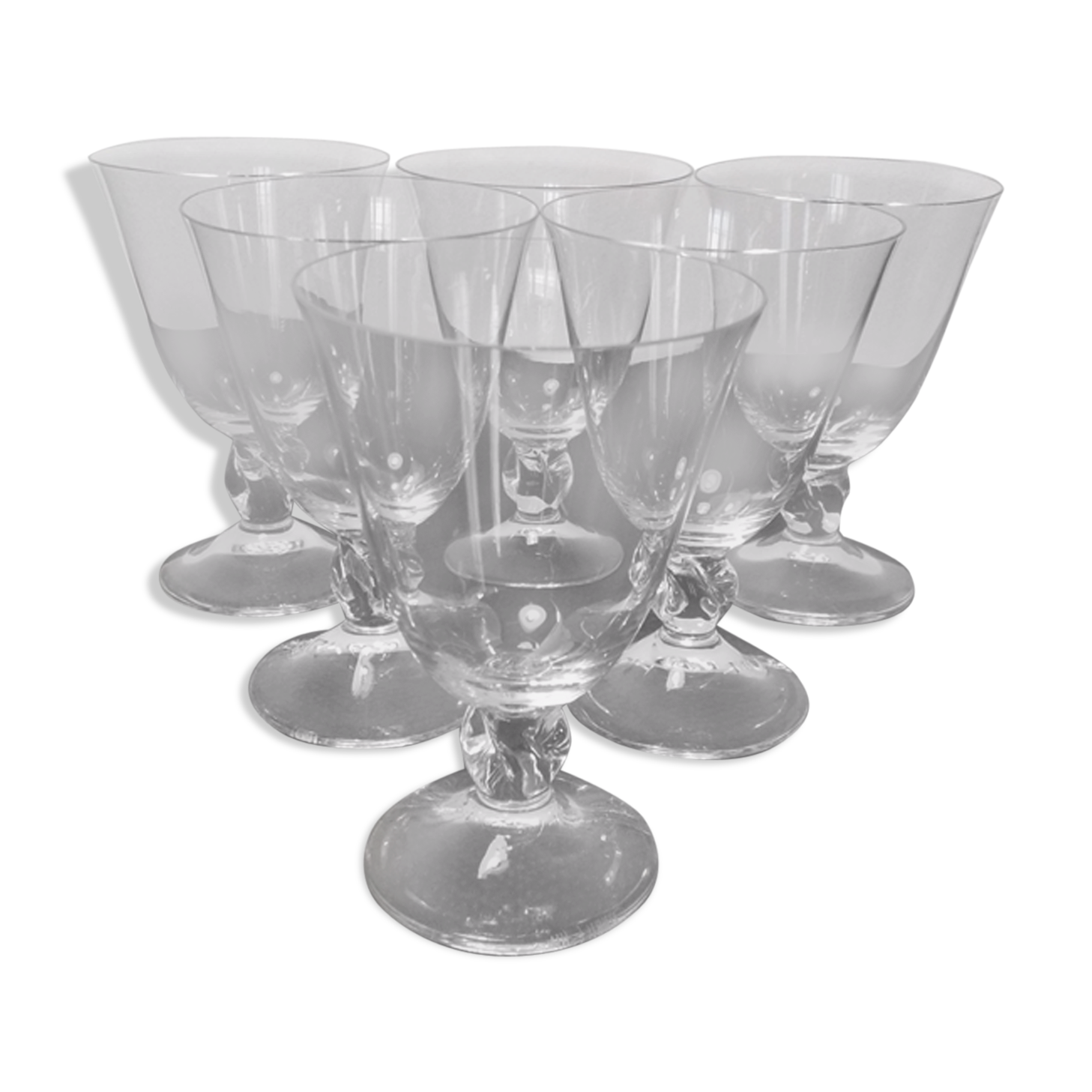 6 Daum crystal wine glasses, Orval model