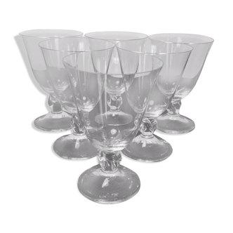 6 Daum crystal wine glasses, Orval model