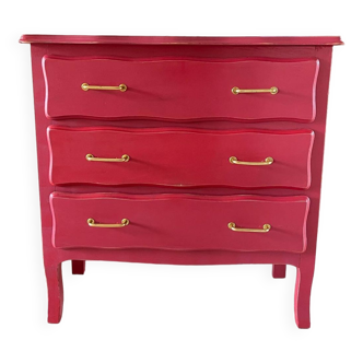 Vintage raspberry wood chest of drawers
