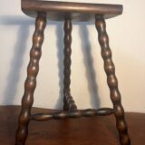 Solid wood tripod stool with turned legs