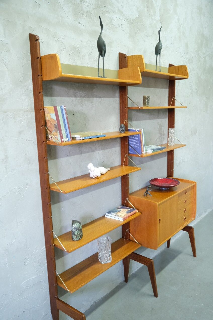 Mid-Century Modular Free-Standing Teak Wall Unit  by John Texmon for Blindheim Mobelfabrik, Norway,