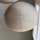 Average suspension in rattan and natural linen, round Japanese style, pink D40.