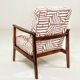 Vintage armchair in solid beech and ethnic jacquard from the 1970s.