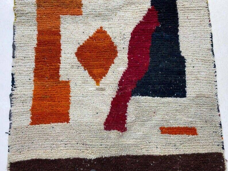 Handmade pure wool rug, size 140 x 260 cm.