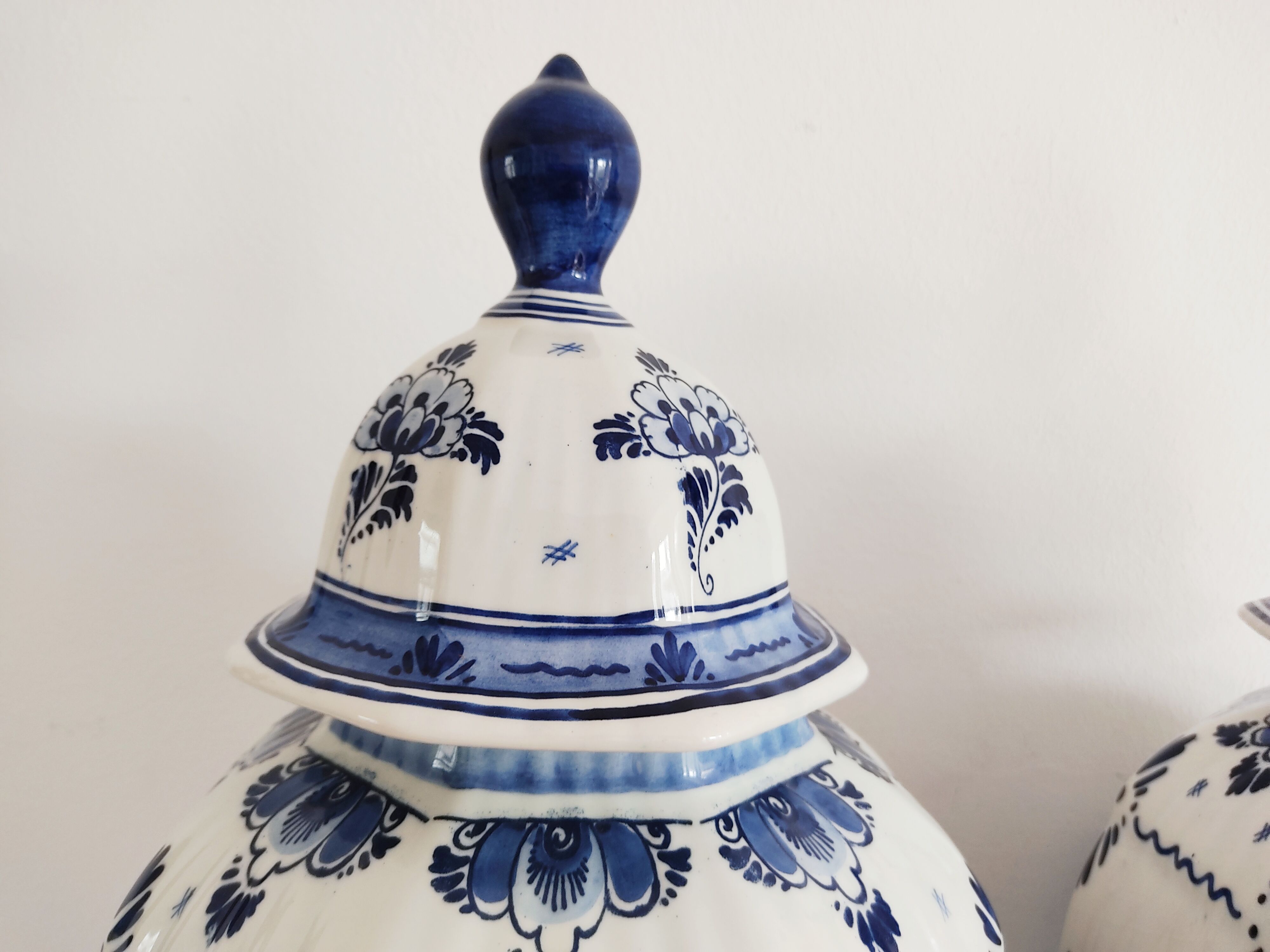 Pair of flowery Delft vases