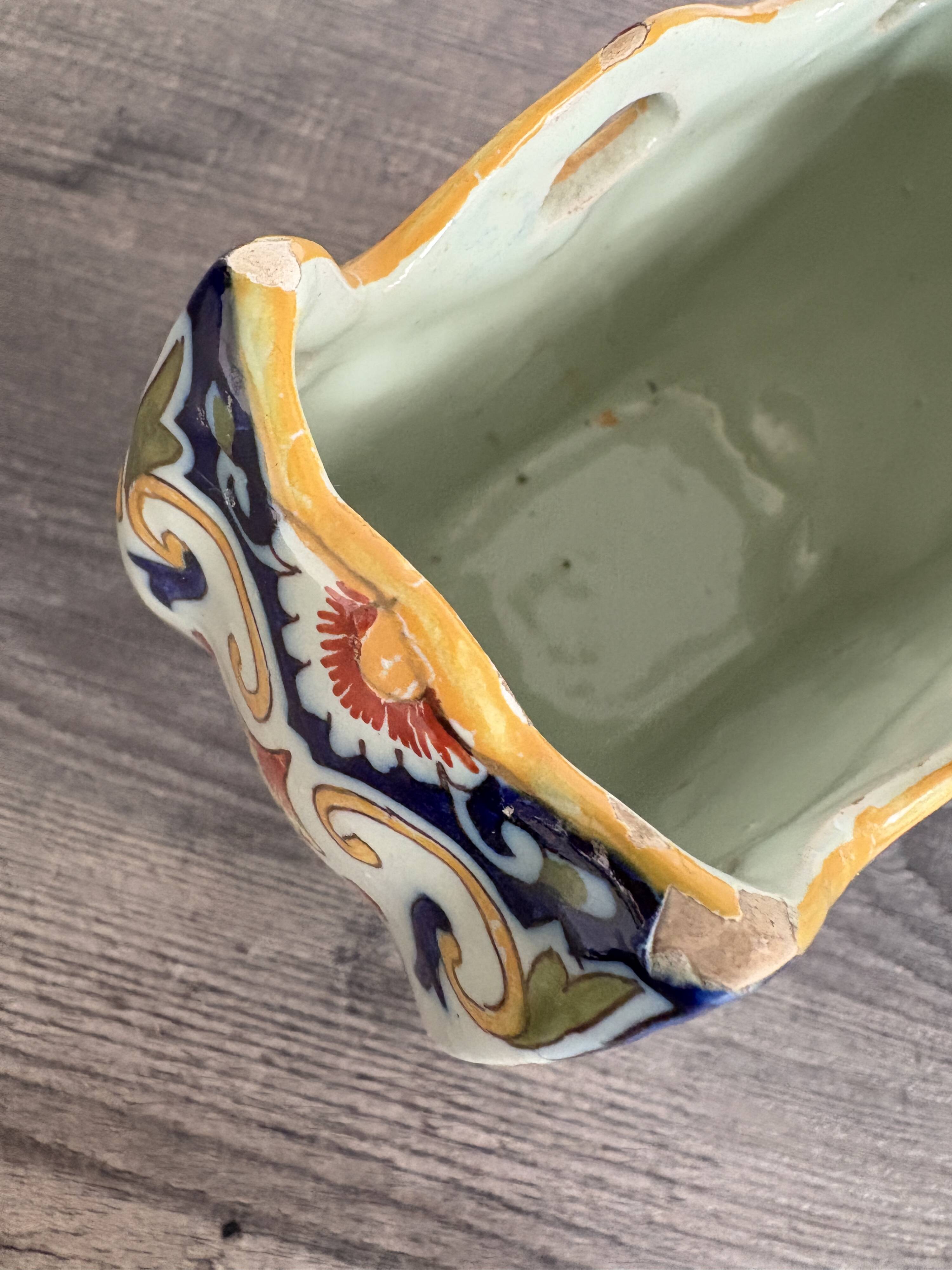 Antique cache-pot in Art Nouveau faience