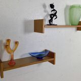 Pair of solid oak wall shelves