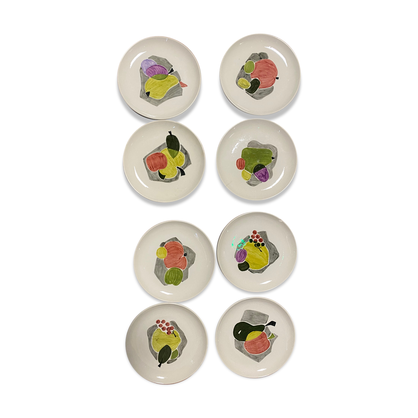 Set of porcelain plates with fruit signed Villeroy & Boch