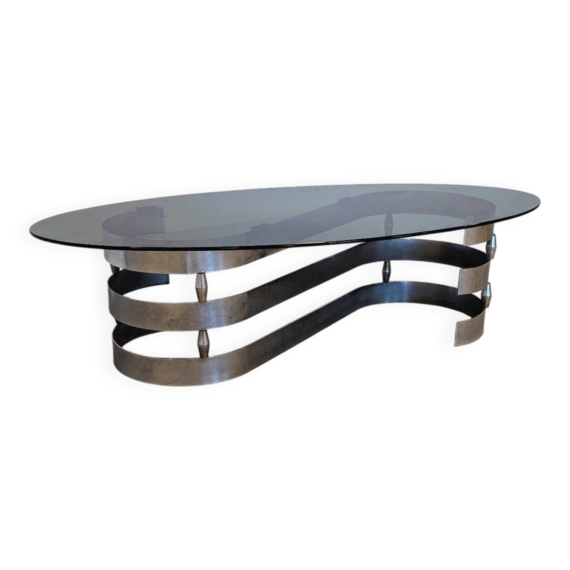 Vintage coffee table in smoked glass designed by Knut Hesterberg.