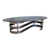 Vintage coffee table in smoked glass designed by Knut Hesterberg.