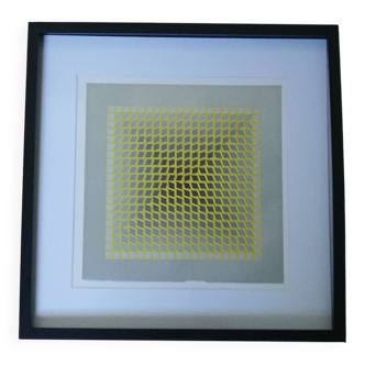 Tableau Vintage Art Optique - Victor Vasarely CTA-102 - Frame 40x40cm