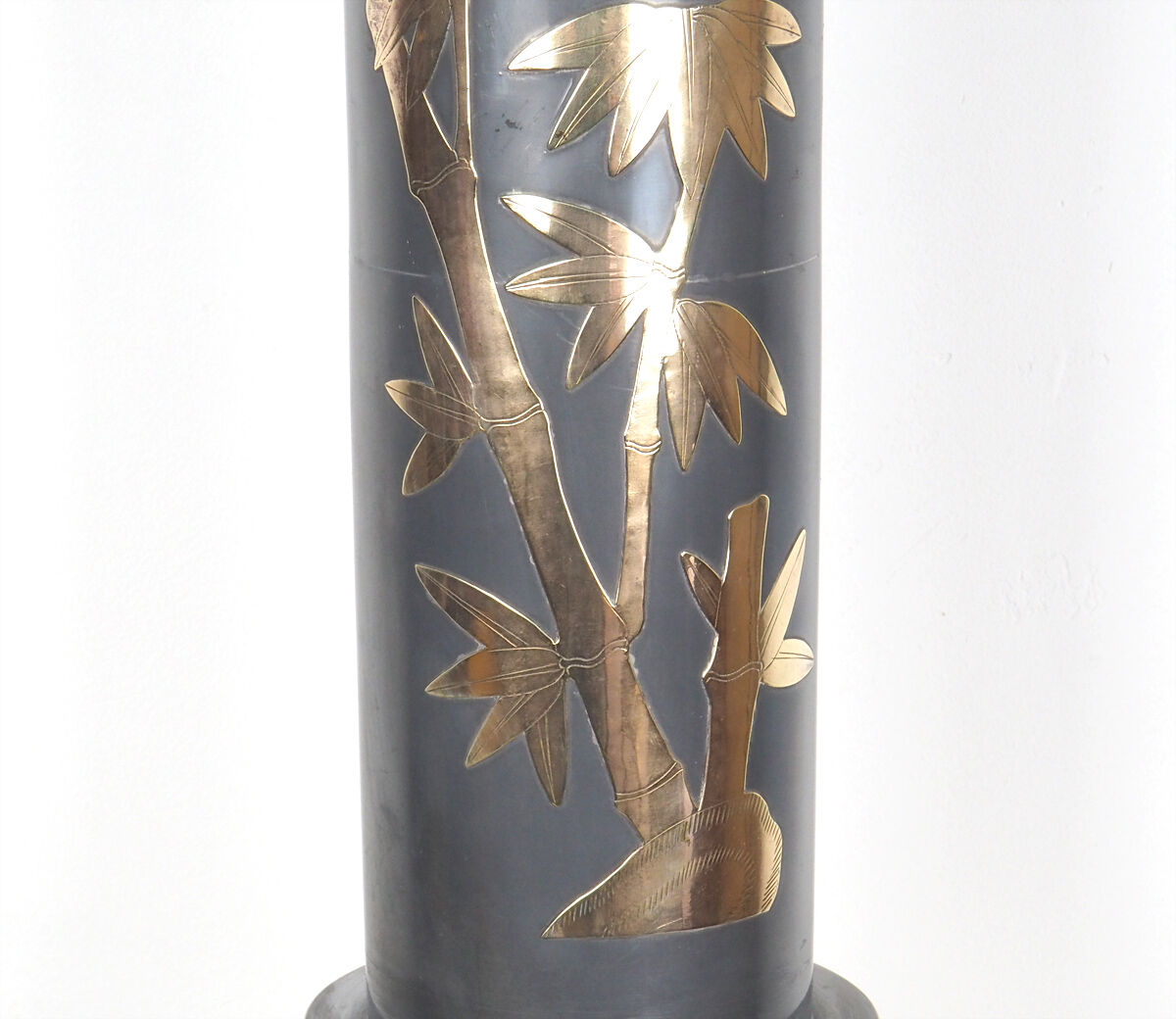 Set of 2 Chinese vintage table lamps with bamboo decor