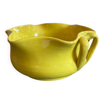Yellow glazed terracotta salad bowl