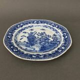 Blue and white China plate decorated with butterflies late 19th century