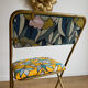 Vintage folding chair lafuma revisited yellow and blue floral fabrics