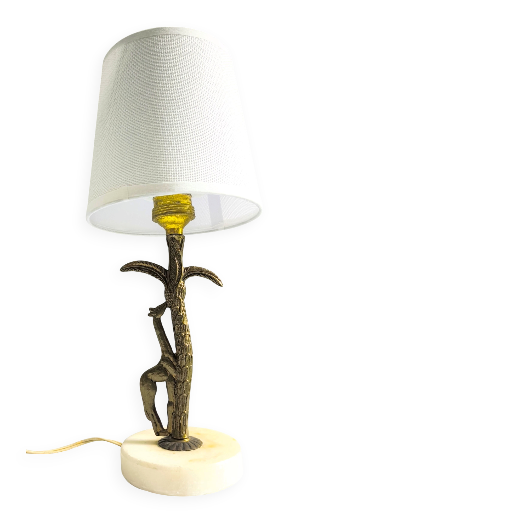 Bronze and marble lamp in Hollywood Regency style.