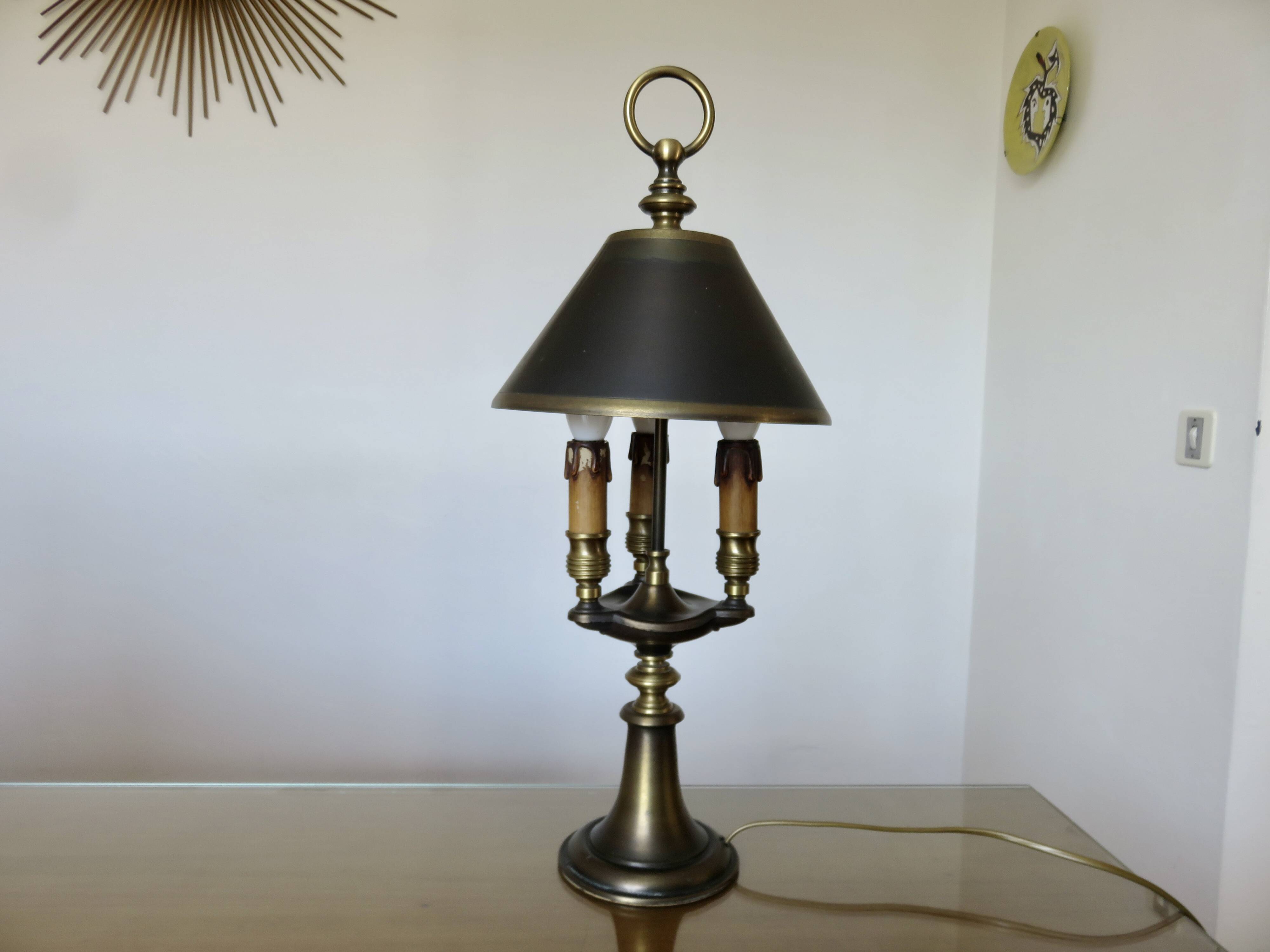 Bronze hot water bottle lamp with 3 lights