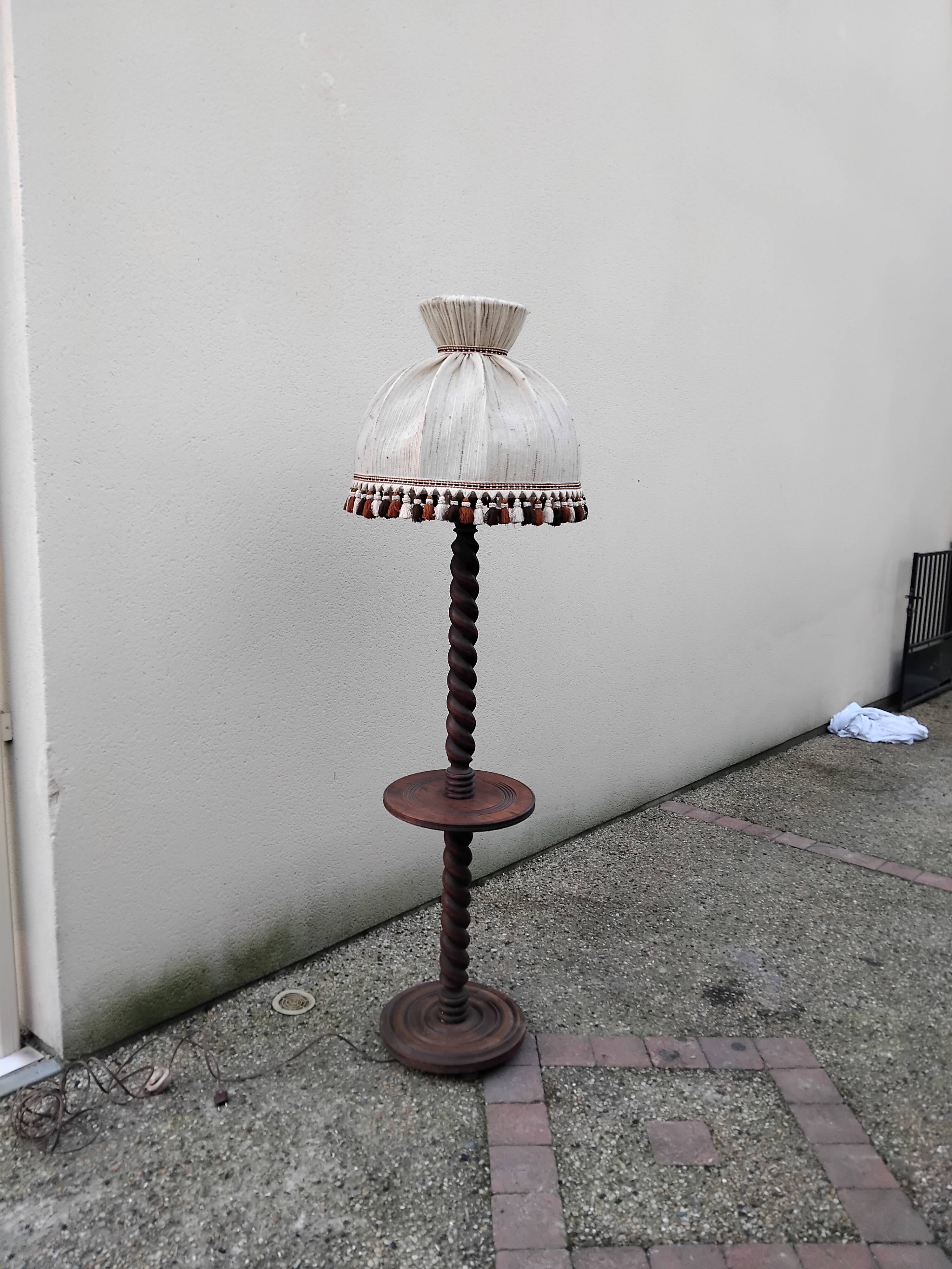 CHARLES DUDOUYT vintage floor lamp, turned wood