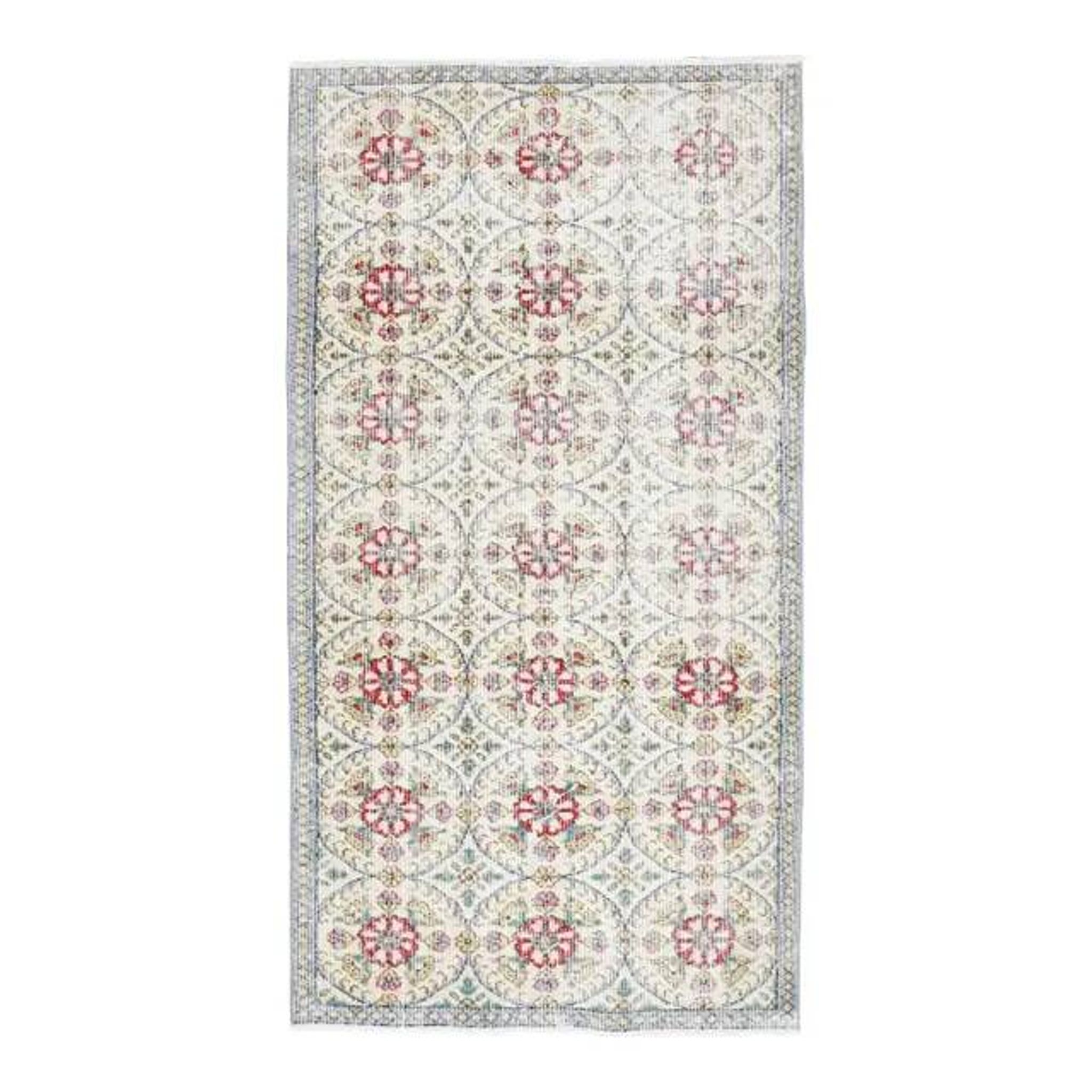 1970s Turkish Oushak Handmade Wool Cotton Beige Area Rug 101x191