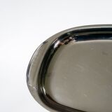 Plat rectangulaire en inox, bords arrondis Design, 1970