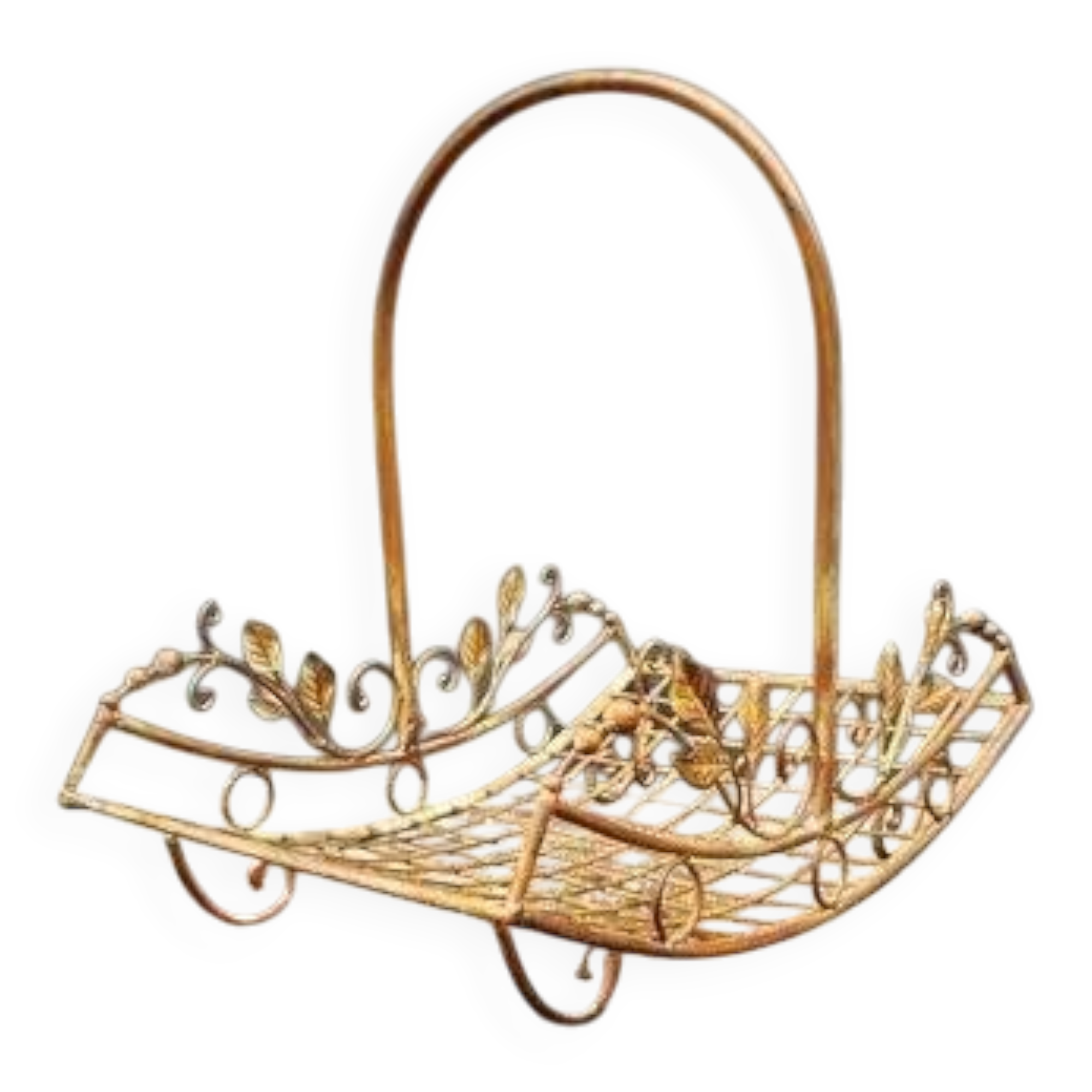 Wrought iron basket with handle large