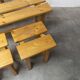 Set of 2 benches and 2 stools in pine, 1970s mountain style.