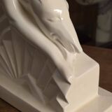 Glazed earthenware sculpture "Greyhound in Motion" by Abel René-Philippe