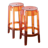 Pair of stools Louis Ghost by Philippe Starck for Kartell