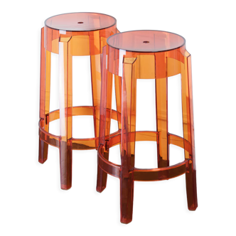 Pair of stools Louis Ghost by Philippe Starck for Kartell