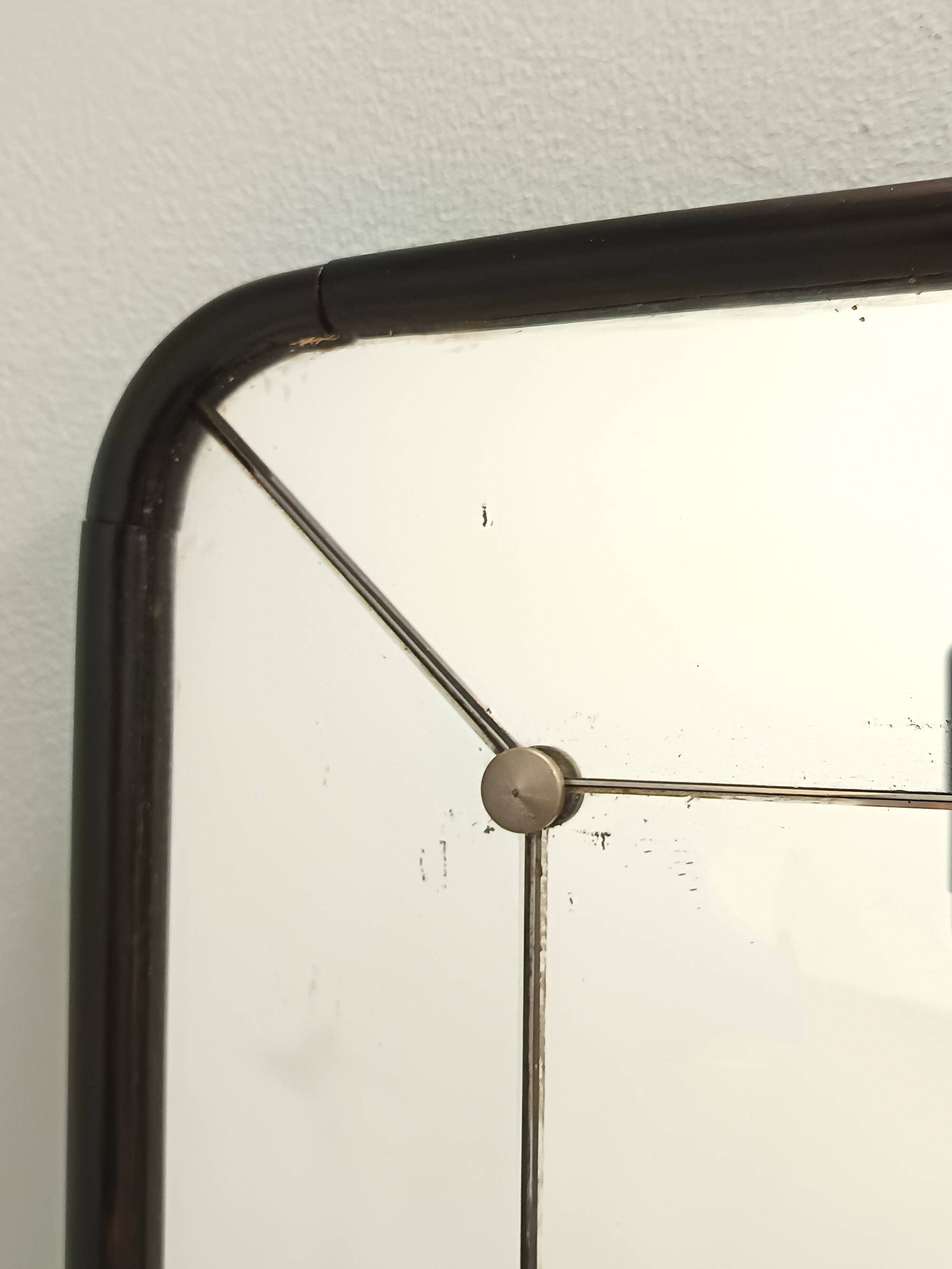 Art Deco Rectangular Wall Mirror with Black Beech Frame, Italy