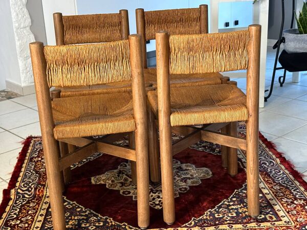 Suite de 4 chaises  Méribel par Charlotte Perriand 1950
