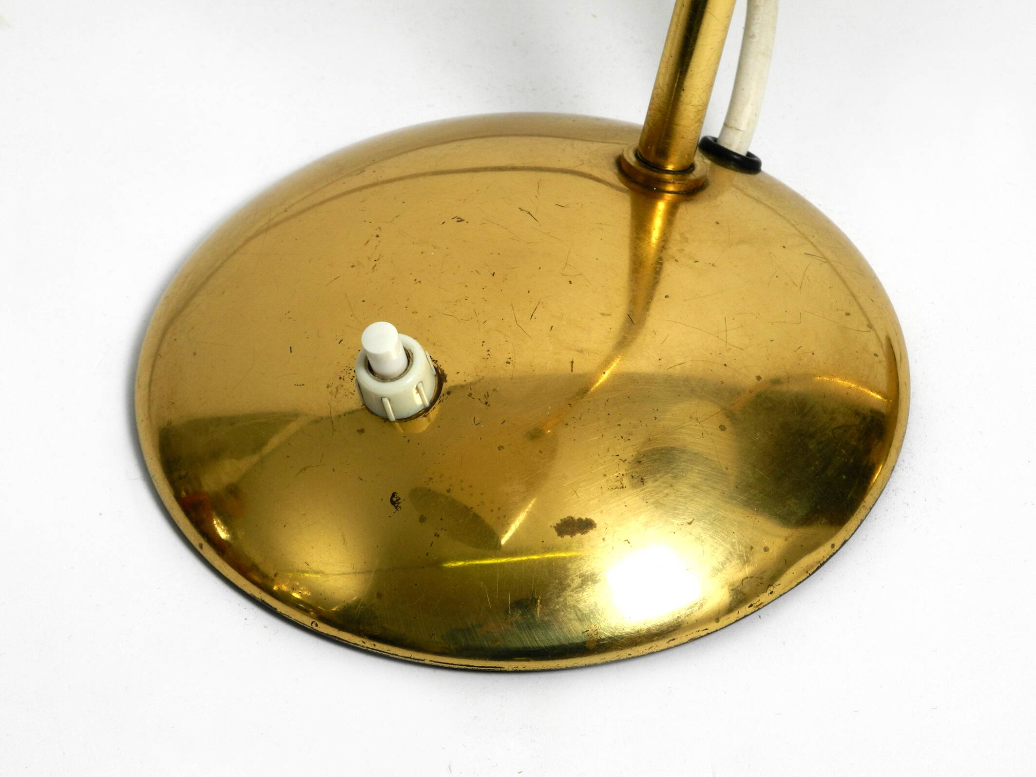 Pair of beautiful German Mid Century Modern brass table lamps with metal sh