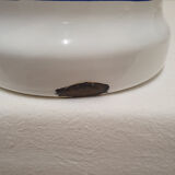 White and blue enamelled kettle