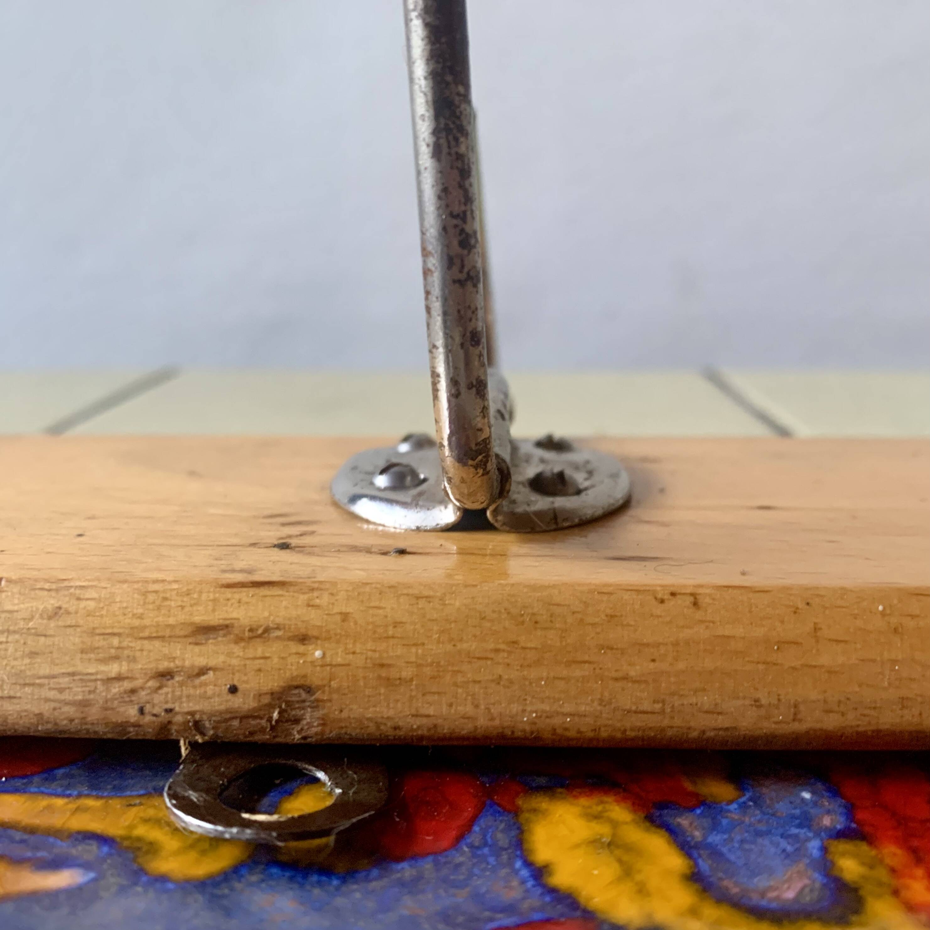 Vintage wooden wall coat rack - triple ball hook